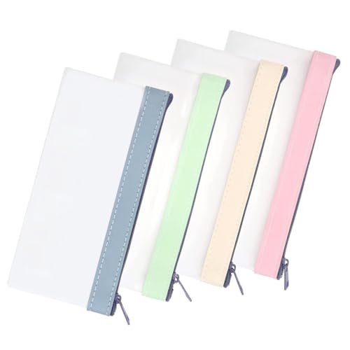POHOVE 4 Stück Transparentes Federmäppchen, Kosmetiktasche Durchsichtig für Reise, Tragbar Federmäppchen für Studenten und Erwachsene, Mehrzweck Aufbewahrungsbeutel (Color:wie Gezeigt) von POHOVE