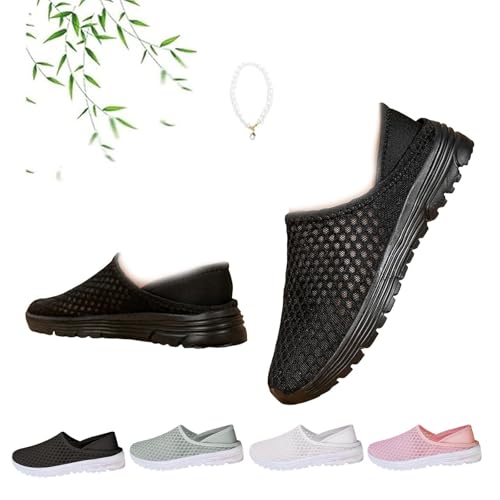 Atmungsaktive Damen-Sneakers, Netzstoff, weich, leicht, lässig, Wanderschuhe, geschlossene Zehen, Sandalen, Spitzendruck, hohl, atmungsaktiv, Netz-Schuhe, Schwarz , 42.5 EU Atmungsaktive Damen-Sneakers, Netzstoff, weich, leicht, lässig, Wanderschuhe, geschlossene Zehen, Sandalen, Spitzendruck, hohl, atmungsaktiv, Netz-Schuhe, Schwarz , 42.5 EU von POIOZXD