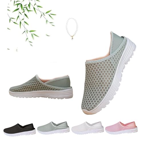 Atmungsaktive Damen-Sneakers, Netzstoff, weich, leicht, lässig, Wanderschuhe, geschlossene Zehen, Sandalen, Spitzendruck, hohl, atmungsaktiv, Netz-Schuhe, grau, 42.5 EU Atmungsaktive Damen-Sneakers, Netzstoff, weich, leicht, lässig, Wanderschuhe, geschlossene Zehen, Sandalen, Spitzendruck, hohl, atmungsaktiv, Netz-Schuhe, grau, 42.5 EU von POIOZXD