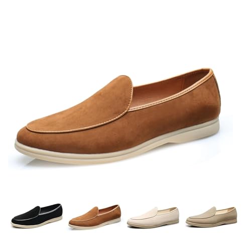 Herren-Slipper & Mokassins, Veloursleder, Slipper, Penny-Loafer, weiche, flache Sohle, bequem, für Fahren, Business, Büro, Arbeitsschuhe, braun, 43 EU Herren-Slipper & Mokassins, Veloursleder, Slipper, Penny-Loafer, weiche, flache Sohle, bequem, für Fahren, Business, Büro, Arbeitsschuhe, braun, 43 EU von POIOZXD