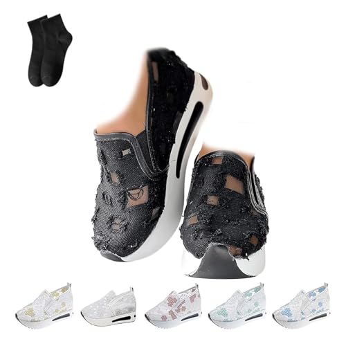 Luxuriöse orthopädische Damen-Sneaker, Spitzen-Sneaker, Blumenstickerei, atmungsaktiv, durchsichtig, Netz-Sneaker mit Fußgewölbeunterstützung, Schlupfschuh, Plateau-Keil, Wanderschuhe, C Schwarz, 42.5 Luxuriöse orthopädische Damen-Sneaker, Spitzen-Sneaker, Blumenstickerei, atmungsaktiv, durchsichtig, Netz-Sneaker mit Fußgewölbeunterstützung, Schlupfschuh, Plateau-Keil, Wanderschuhe, C Schwarz, 42.5 von POIOZXD
