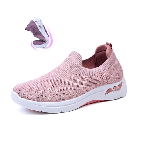 Orthopädische Damen-Sneaker, Fußgewölbeunterstützung, Schlupfschuhe, lässig, leicht, atmungsaktiv, weiche Sohle, flache Sneaker für ältere Menschen, rose, 42.5 EU Orthopädische Damen-Sneaker, Fußgewölbeunterstützung, Schlupfschuhe, lässig, leicht, atmungsaktiv, weiche Sohle, flache Sneaker für ältere Menschen, rose, 42.5 EU von POIOZXD
