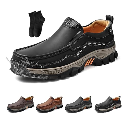 Orthopädische Herren-Schlupfschuhe, Leder, weich, leicht, Fahrschuhe, rutschfest, Business, Freizeit, Reisen, Arbeitsschuhe für Wandern, Reisen, Outdoor, Schwarz , 43 EU Orthopädische Herren-Schlupfschuhe, Leder, weich, leicht, Fahrschuhe, rutschfest, Business, Freizeit, Reisen, Arbeitsschuhe für Wandern, Reisen, Outdoor, Schwarz , 43 EU von POIOZXD