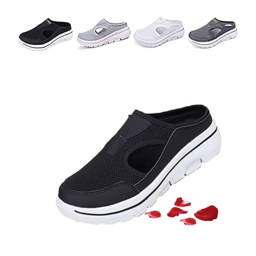 POIOZXD Bequeme atmungsaktive Sport-Sandalen für Herren, rückenfrei, orthopädische Schuhe, Wanderschuhe, Schlupfschuhe für Herren und Damen, Schwarz , 43 EU von POIOZXD