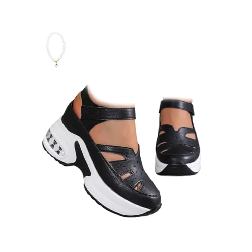 POIOZXD Damen-Sandalen, atmungsaktiv, Plateau-Keilsandalen, Sneaker, geschlossene Zehenpartie, orthopädische Sandalen für Damen, breite Breite, Sommer, verstellbar, Leder, Luftpolster, weiße Sandalen POIOZXD Damen-Sandalen, atmungsaktiv, Plateau-Keilsandalen, Sneaker, geschlossene Zehenpartie, orthopädische Sandalen für Damen, breite Breite, Sommer, verstellbar, Leder, Luftpolster, weiße Sandalen von POIOZXD