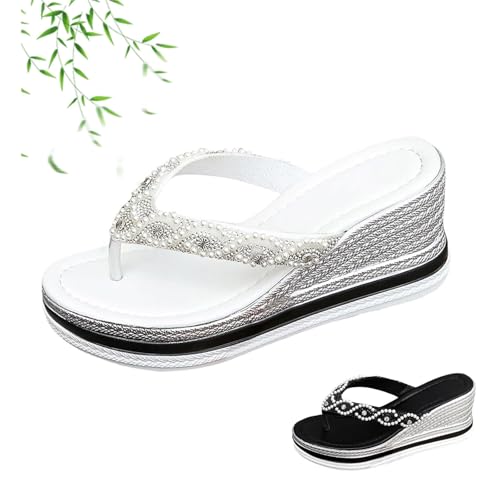 POIOZXD Damen Strass Leichte Bequeme Rutschfeste Keilsandalen Sommer Sparkly Keilabsatz Flip Flops Boho Strand Thong Slides, weiß, 42.5 EU POIOZXD Damen Strass Leichte Bequeme Rutschfeste Keilsandalen Sommer Sparkly Keilabsatz Flip Flops Boho Strand Thong Slides, weiß, 42.5 EU von POIOZXD