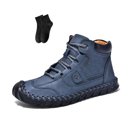 POIOZXD Sawbehind Lederstiefel für Herren, bequeme handgefertigte Lederstiefel, Sägen hinter Herrenschuhen, breit, Schnürung, wasserdicht, Fußgewölbeunterstützung, dunkelblau, 43 EU POIOZXD Sawbehind Lederstiefel für Herren, bequeme handgefertigte Lederstiefel, Sägen hinter Herrenschuhen, breit, Schnürung, wasserdicht, Fußgewölbeunterstützung, dunkelblau, 43 EU von POIOZXD