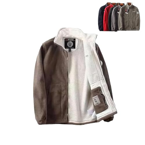 POIOZXD Uni Doppellagige gepolsterte warme Jacke Herren Doppellagige Fleece Kapuzenjacke Leichte Polarfleece Winddicht Mantel Durchgehender Reißverschluss von POIOZXD