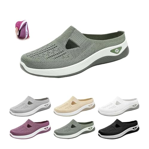 Sommerschuhe, atmungsaktiv, rutschfest, weiche Sohle, für ältere Menschen, atmungsaktive Turnschuhe, orthopädische Wanderschuhe für mittleren Alter und Senioren, rückenfreie Pantoletten für Damen von POIOZXD
