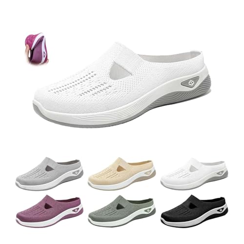Sommerschuhe, atmungsaktiv, rutschfest, weiche Sohle, für ältere Menschen, atmungsaktive Turnschuhe, orthopädische Wanderschuhe für mittleren Alter und Senioren, rückenfreie Pantoletten für Damen von POIOZXD