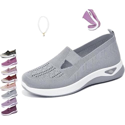 Sommerschuhe, atmungsaktiv, rutschfest, weiche Sohle, für ältere Menschen, leger, orthopädische Wanderschuhe für mittleren Alter und Senioren, Grau, 42.5 EU Sommerschuhe, atmungsaktiv, rutschfest, weiche Sohle, für ältere Menschen, leger, orthopädische Wanderschuhe für mittleren Alter und Senioren, Grau, 42.5 EU von POIOZXD