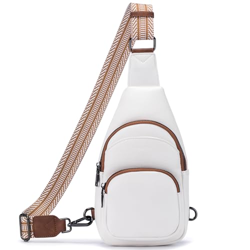 POIUGOYA Schultertasche für Damen, Umhängetasche, kleine Ledergürtel, Crossbody-Tasche für Damen, trendig, Brusttasche mit breitem Riemen, B2-beige braun, Casual von POIUGOYA