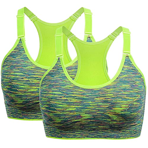 2er Pack Damen Sport BH Bustier Comfort BH Reissverschluss Gepolsterter Push UP Stützfunktion verstellbare Träger Ohne Bügel Yoga Fitness von POIUIYQA