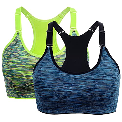 2er Pack Damen Sport BH Bustier Comfort BH Reissverschluss Gepolsterter Push UP Stützfunktion verstellbare Träger Ohne Bügel Yoga Fitness von POIUIYQA