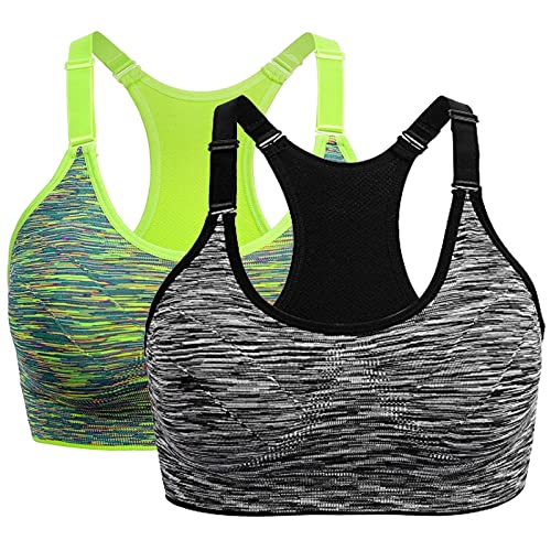 2er Pack Damen Sport BH Bustier Comfort BH Reissverschluss Gepolsterter Push UP Stützfunktion verstellbare Träger Ohne Bügel Yoga Fitness von POIUIYQA