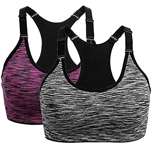 2er Pack Damen Sport BH Bustier Comfort BH Reissverschluss Gepolsterter Push UP Stützfunktion verstellbare Träger Ohne Bügel Yoga Fitness von POIUIYQA