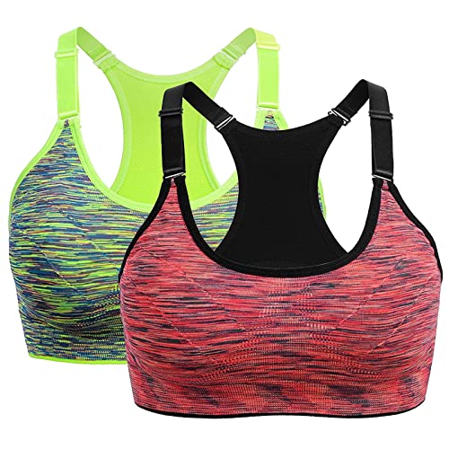 2er Pack Damen Sport BH Bustier Comfort BH Reissverschluss Gepolsterter Push UP Stützfunktion verstellbare Träger Ohne Bügel Yoga Fitness von POIUIYQA