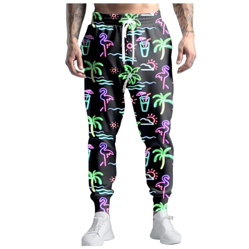 POIUIYQA 80er-Jahre-Kostüme für Herren Jogginghose Freizeithose Laufhose mit Kordelzug 90er-Jahre Outfit für Herren von POIUIYQA