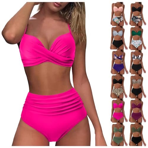 POIUIYQA Bikini Set Damen Cross Badeanzüge Bademode Zweiteiliger Badeanzug Push Up High Waist Sexy Schwimmanzug Swimsuit von POIUIYQA