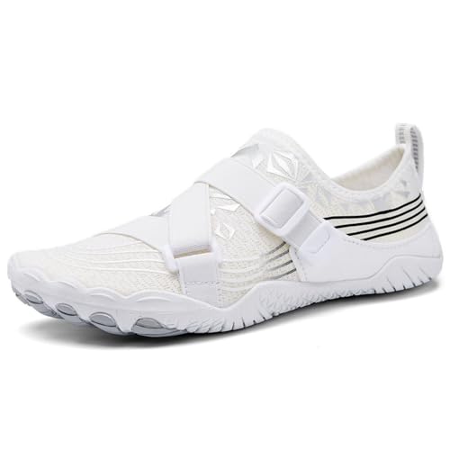 POIUIYQA Damen Barfußschuhe Breite Füße Wasserschuhe Barfuss Schuhe Bequeme Sommer Barfußschuhe Pro rutschfeste Badeschuhe Lässig Schnelltrocken Aquaschuhe Schwimmschuhe von POIUIYQA