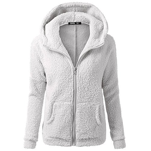 POIUIYQA Damen Kapuzenpullover Teddy Fleece Hoodie Pullover Sweatjacke Herbst Winter Warm Oberteil Langarm Einfarbig Casual Sweatshirt von POIUIYQA