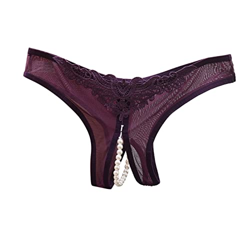 POIUIYQA Damen Slip Schritt Offen mit Perlen String Tanga Erotisch Unterwäsche mit Schleife Frauen Höschen Thongs Loch G-String Hipster - Violett - Einheitsgröße - 5er-Pack POIUIYQA Damen Slip Schritt Offen mit Perlen String Tanga Erotisch Unterwäsche mit Schleife Frauen Höschen Thongs Loch G-String Hipster - Violett - Einheitsgröße - 5er-Pack von POIUIYQA
