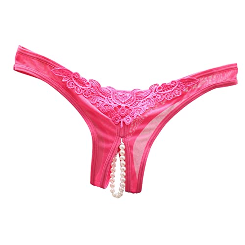 POIUIYQA Damen Slip Schritt Offen mit Perlen String Tanga G-String Hipster Unterhosen Unterwäsche mit Schleife Frauen Höschen Thongs Einheitsgröße Pink POIUIYQA Damen Slip Schritt Offen mit Perlen String Tanga G-String Hipster Unterhosen Unterwäsche mit Schleife Frauen Höschen Thongs Einheitsgröße Pink von POIUIYQA