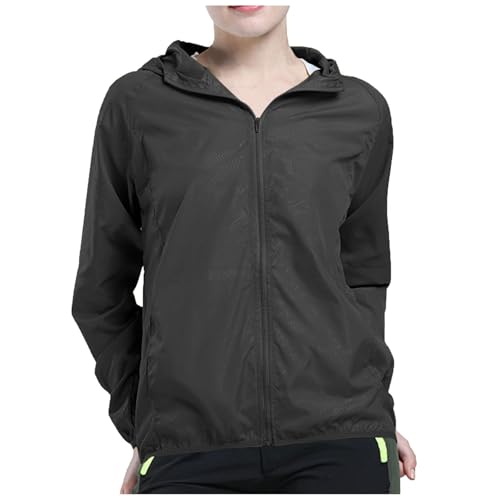 POIUIYQA Damen Wasserdichte Faltbar Regenjacke mit Kapuze, Leicht Atmungsaktive Windbreaker Jacke, Fahrradjacke für Frauen Fahrrad Sport Outdoorjacke von POIUIYQA