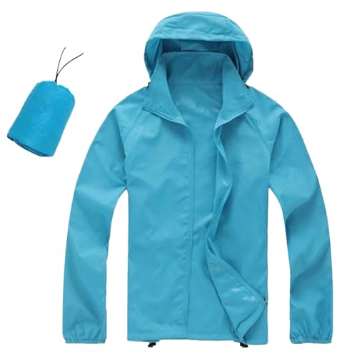 POIUIYQA Damen Wasserdichte Faltbar Regenjacke mit Kapuze, Leicht Atmungsaktive Windbreaker Jacke, Fahrradjacke für Frauen Fahrrad Sport Outdoorjacke von POIUIYQA