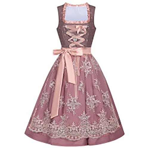 POIUIYQA Dirndl für Damen - Trachtenkleid Midi mit Dirndlschürzen Trachtenrock Samt Dirndlkleid Dirndl-Komplettsets für Bayrische Tracht Oktoberfest von POIUIYQA