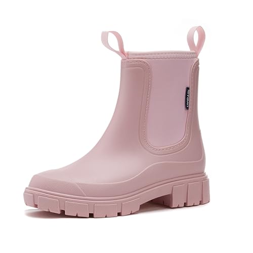 POIUIYQA Gummistiefel Damen Halbhohe Chelsea Boots Wasserdicht Gummistiefeletten Atmungsaktiv Regenschuhe Rutschsicher Bequem Garten Stiefeletten 35-40 EU von POIUIYQA