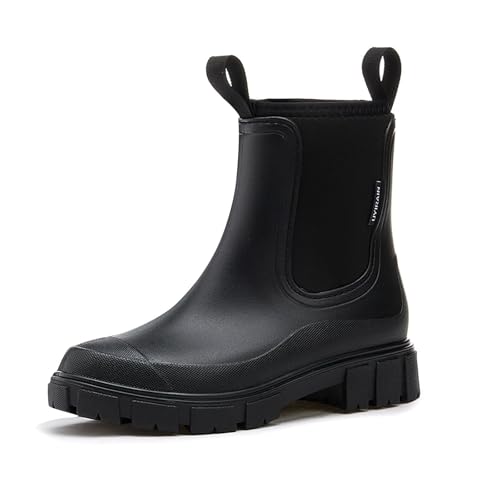 POIUIYQA Gummistiefel Damen Halbhohe Chelsea Boots Wasserdicht Gummistiefeletten Atmungsaktiv Regenschuhe Rutschsicher Bequem Garten Stiefeletten 35-40 EU von POIUIYQA