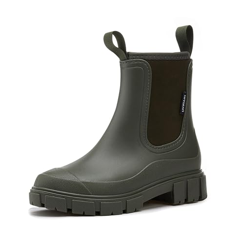 POIUIYQA Gummistiefel Damen Regenschuhe Wasserdicht Halbhoch Segelstiefel rutschfest Regenstiefel Bequem Chelsea Boots Mode Gartenschuhe 36-41EU von POIUIYQA