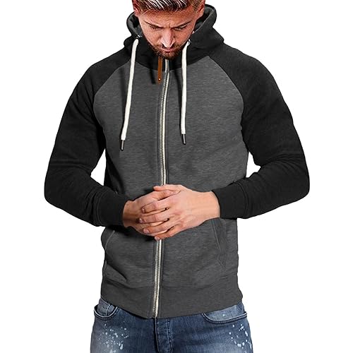 POIUIYQA Herren Basic Kapuzenpullover Sweatjacke Pullover Hoodie Sweatshirt Hoodie Herren Zip up Langarm Sweatjacke Kordelzug Casual Sport Herbst Winter Sweatshirt Kapuzenjacke von POIUIYQA