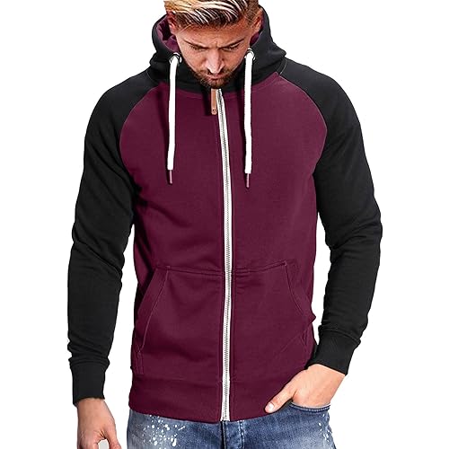 POIUIYQA Herren Basic Kapuzenpullover Sweatjacke Pullover Hoodie Sweatshirt Hoodie Herren Zip up Langarm Sweatjacke Kordelzug Casual Sport Herbst Winter Sweatshirt Kapuzenjacke von POIUIYQA