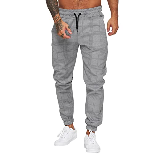 POIUIYQA Herren Hose Chino Cargo Hose Jogginghose Herren Baumwolle Sporthose Casual Freizeithose Elastische Taille mit Kordelzug Sweatpants Herren mit Taschen von POIUIYQA