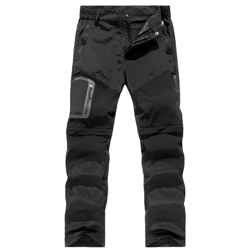 POIUIYQA Herren Outdoorhose Wanderhose Zip Off Hose Leichte Schnelltrocknend Atmungsaktiv Funktionshose Trekkinghose Klassischer Cargohose Stil Abnehmbare Hosebeine Shorts Sommer mit Gürtel von POIUIYQA