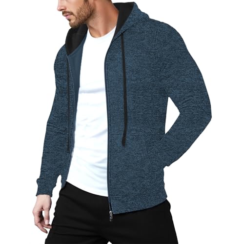 POIUIYQA Hoodie Herren Oversize Sweatshirt Kapuzenjacke mit Reißverschluss und Tasche Männer Multifunktionale Sweatjacke Langen Ärmeln Casual Arbeitspullover Lockerer Kapuzenpullover von POIUIYQA
