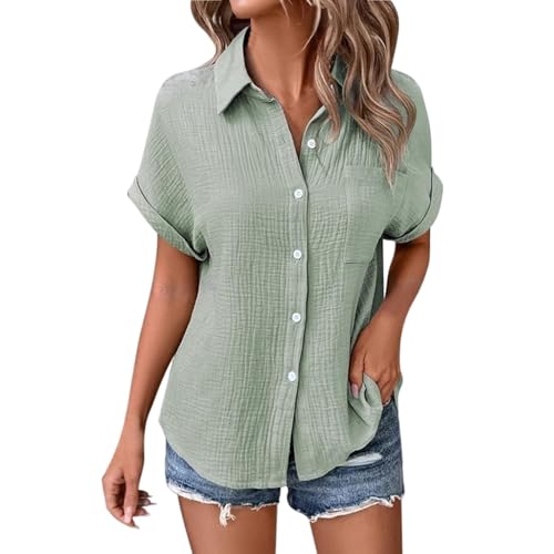 POIUIYQA Musselin Bluse Damen Musselin Hemd Bluse für Damen Elegant Leinenbluse Tuniken Sommer Oberteile Kurzarm Longbluse Oversized Hemdbluse Freizeit Tshirt Teenager Mädchen Frauen POIUIYQA Musselin Bluse Damen Musselin Hemd Bluse für Damen Elegant Leinenbluse Tuniken Sommer Oberteile Kurzarm Longbluse Oversized Hemdbluse Freizeit Tshirt Teenager Mädchen Frauen von POIUIYQA