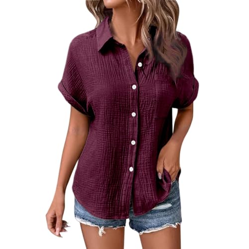 POIUIYQA Musselin Bluse Damen Musselin Hemd Bluse für Damen Elegant Leinenbluse Tuniken Sommer Oberteile Kurzarm Longbluse Oversized Hemdbluse Freizeit Tshirt Teenager Mädchen Frauen POIUIYQA Musselin Bluse Damen Musselin Hemd Bluse für Damen Elegant Leinenbluse Tuniken Sommer Oberteile Kurzarm Longbluse Oversized Hemdbluse Freizeit Tshirt Teenager Mädchen Frauen von POIUIYQA