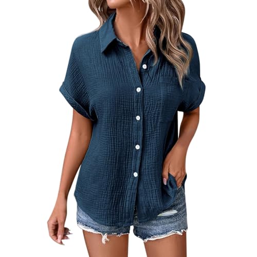 POIUIYQA Musselin Bluse Damen Musselin Hemd Bluse für Damen Elegant Leinenbluse Tuniken Sommer Oberteile Kurzarm Longbluse Oversized Hemdbluse Freizeit Tshirt Teenager Mädchen Frauen POIUIYQA Musselin Bluse Damen Musselin Hemd Bluse für Damen Elegant Leinenbluse Tuniken Sommer Oberteile Kurzarm Longbluse Oversized Hemdbluse Freizeit Tshirt Teenager Mädchen Frauen von POIUIYQA