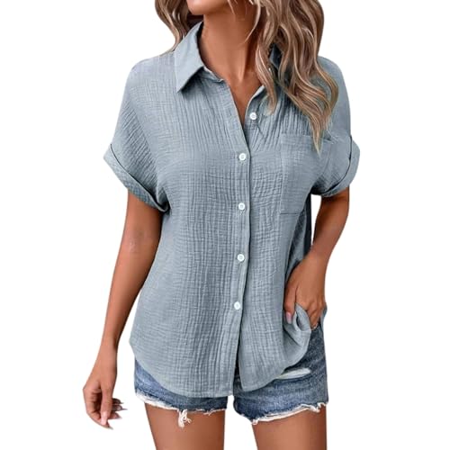 POIUIYQA Musselin Bluse Damen Musselin Hemd Bluse für Damen Elegant Leinenbluse Tuniken Sommer Oberteile Kurzarm Longbluse Oversized Hemdbluse Freizeit Tshirt Teenager Mädchen Frauen POIUIYQA Musselin Bluse Damen Musselin Hemd Bluse für Damen Elegant Leinenbluse Tuniken Sommer Oberteile Kurzarm Longbluse Oversized Hemdbluse Freizeit Tshirt Teenager Mädchen Frauen von POIUIYQA
