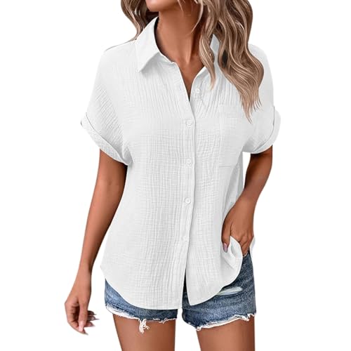 POIUIYQA Musselin Bluse Damen Musselin Hemd Bluse für Damen Elegant Leinenbluse Tuniken Sommer Oberteile Kurzarm Longbluse Oversized Hemdbluse Freizeit Tshirt Teenager Mädchen Frauen POIUIYQA Musselin Bluse Damen Musselin Hemd Bluse für Damen Elegant Leinenbluse Tuniken Sommer Oberteile Kurzarm Longbluse Oversized Hemdbluse Freizeit Tshirt Teenager Mädchen Frauen von POIUIYQA