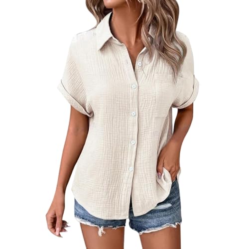 POIUIYQA Musselin Bluse Damen Musselin Hemd Bluse für Damen Elegant Leinenbluse Tuniken Sommer Oberteile Kurzarm Longbluse Oversized Hemdbluse Freizeit Tshirt Teenager Mädchen Frauen POIUIYQA Musselin Bluse Damen Musselin Hemd Bluse für Damen Elegant Leinenbluse Tuniken Sommer Oberteile Kurzarm Longbluse Oversized Hemdbluse Freizeit Tshirt Teenager Mädchen Frauen von POIUIYQA