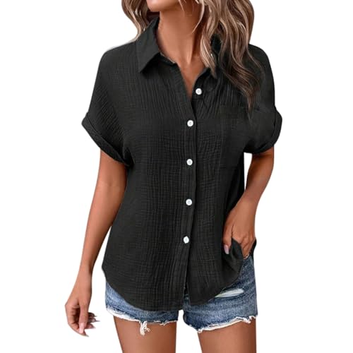 POIUIYQA Musselin Bluse Damen Musselin Hemd Bluse für Damen Elegant Leinenbluse Tuniken Sommer Oberteile Kurzarm Longbluse Oversized Hemdbluse Freizeit Tshirt Teenager Mädchen Frauen POIUIYQA Musselin Bluse Damen Musselin Hemd Bluse für Damen Elegant Leinenbluse Tuniken Sommer Oberteile Kurzarm Longbluse Oversized Hemdbluse Freizeit Tshirt Teenager Mädchen Frauen von POIUIYQA