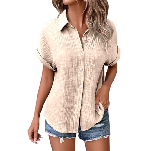 Musselin Bluse Damen Leinenbluse Sommer Elegant Damenblusen Button-Down Blusenshirt Leinenhemd Oberteile Oversized V Ausschnitt Tunika GroßE GrößEn Leinen Kurzarm Shirt Kleidung Hemd Solide Boho Top Musselin Bluse Damen Leinenbluse Sommer Elegant Damenblusen Button-Down Blusenshirt Leinenhemd Oberteile Oversized V Ausschnitt Tunika GroßE GrößEn Leinen Kurzarm Shirt Kleidung Hemd Solide Boho Top von POIUIYQA