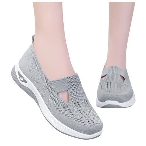 POIUIYQA Orthopädische Schuhe Damen Sneaker, Schuhe ohne Schnürung für Damen Handsfree Slip On Walkingschuhe Orthopädische Plateau-Turnschuhe Leicht Bequeme Erhöhte Dämpfung und Entlastung der Füße von POIUIYQA