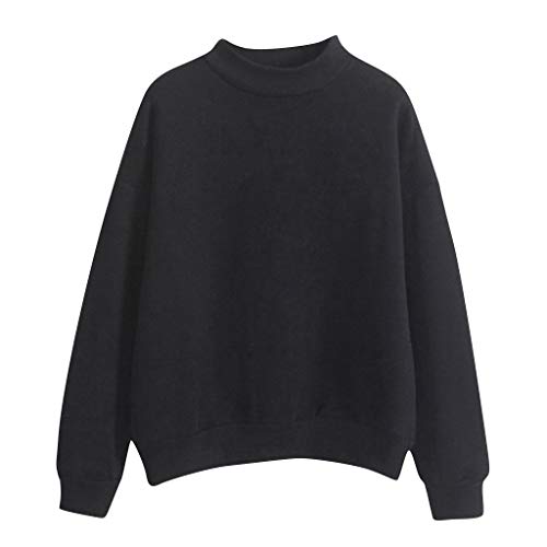 POIUIYQA Pullover Damen Einfarbig Vielseitig Sweatshirt Ohne Kapuze Große Größen Basic Langarmshirt Autumn Winter Langarm Oberteile Casual Rundhals Pulli Shirt Leicht Longsleeve Tops für Frauen von POIUIYQA
