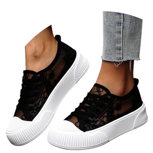 POIUIYQA Trachten Sneaker Damen Spitzen Trachtenschuhe Mesh Atmungsaktive Schuhe Leichte Sportschuhe Elegante Oktoberfest Sneaker Outdoor Slip On Freizeitschuhe von POIUIYQA