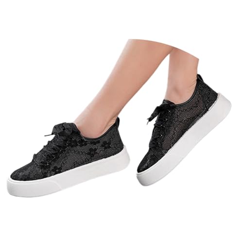 POIUIYQA Trachtenschuhe Damen Dirndl Schuhe Spitze Turnschuhe Trachten Sneaker Flache Dirndlschuhe Atmungsaktive Stoffschuhe Für Oktoberfest 35-43 von POIUIYQA